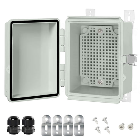 LeMotech Electrical Box, IP67 Waterproof Hinged Cover Junction Box, ABS Plastic with Mounting Plate
