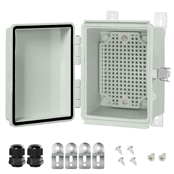 LeMotech Electrical Box, IP67 Waterproof Hinged Cover Junction Box, ABS Plastic with Mounting Plate