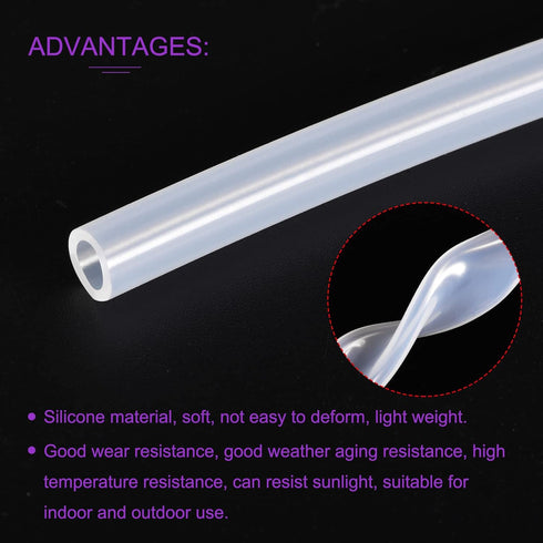 DMiotech 1/4" ID 3/8" OD 3.3 Feet Clear Silicone Tube, Industrial Tubing for Water Air Pump