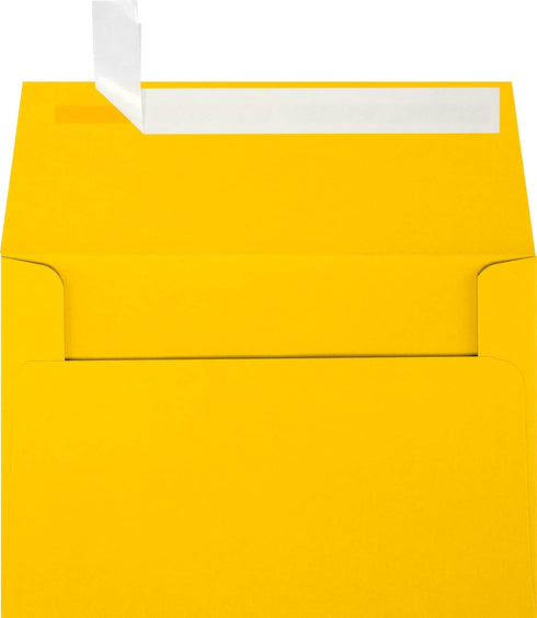 LUXPaper A4 Invitation Envelopes, Peel & Press, 4 1/4" x 6 1/4", Sunflower Yellow, 80lb. Text, 50 Qty