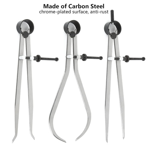 3pcs 8 Inch Long Spring Caliper Set, Carbon Steel Measuring Tool for Wood Turning Lathe Projects
