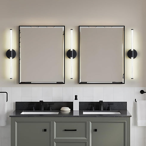 Dimmable 360 Lanhall LED Bathroom Light Fixture Modern Black Vanity Light Over Mirror Acrylic Wall Sconce Lights