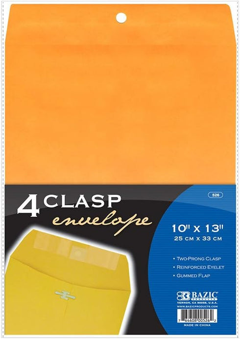 BAZIC 10" X 13" Clasp Envelope (4/Pack) by BAZIC Products