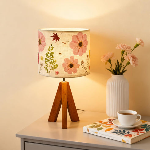 Dried Flowers Tripod Table Lamp 14.96in, 9W LED 3-Color Cute Bedside Lamp