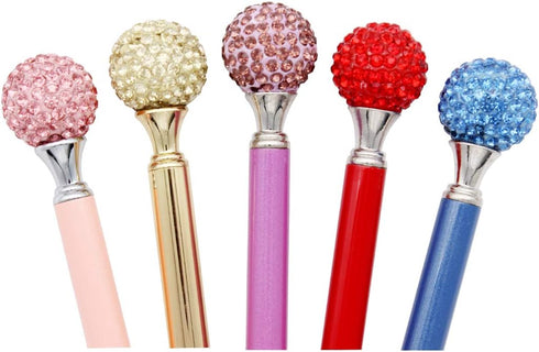 Gullor 5PCS Multicolor Diamond Ballpoint Pen Set, Bling Metal Retractable Ballpoint Pens