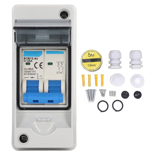 1000V 25A DC Disconnect Switch - Solar PV DC Isolation Switch Miniature Circuit Breaker Overvoltage Overload IP65