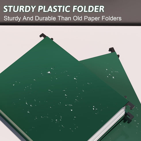 Plastic Hanging File Folder Extra Capacity, 12 Pack Reinforced Hang Folders with Heavy Duty 2 Inch Expansion, Letter