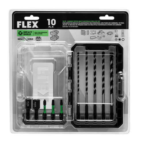 PACK 10-Piece Set FAM10601-10 FLEX STACK Carbide Tipped Multi-Construction Drill and Drive Bit