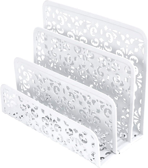 EasyPAG 5 in 1 Desk Organizer Set, 2 Tier Stackable Tray, Letter Sorter, Pen Holder, White
