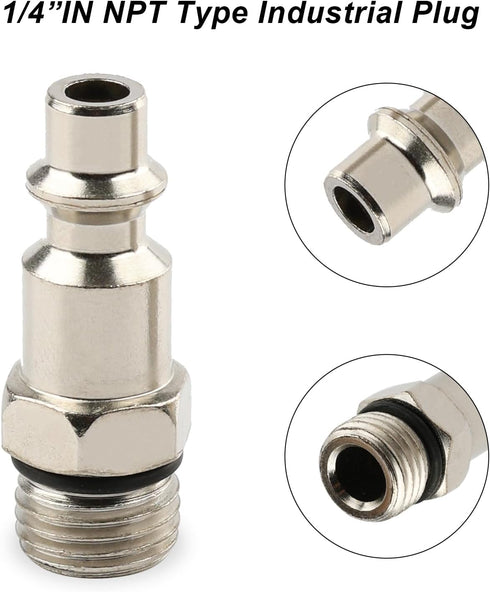 FORNAX 2-Way Straight Air Manifold Splitter with 2 Couplers and 1/4" NPT Male Plug