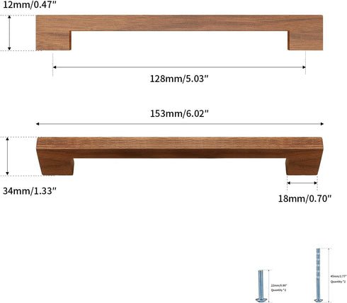 5 2 Walnut Square in pcs Wooden Drawer Pulls Handle pulls for cabinets Kitchen Cabinet Drawer pulls Cabinet Door Pull