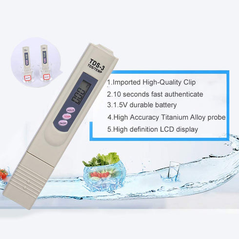 TDS Meter, Water Quality Tester Filter Pen for Drinking Water Purity Test, Swimming Pools, Aquariums, Etc.