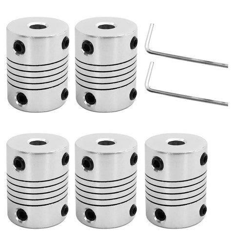 AFUNTA 5 Pcs Flexible Couplings 5mm to 8mm for NEMA 17 Stepper Motors - Compatible with Small CNC Machines & 3D Printers