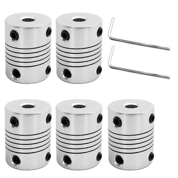 AFUNTA 5 Pcs Flexible Couplings 5mm to 8mm for NEMA 17 Stepper Motors - Compatible with Small CNC Machines & 3D Printers