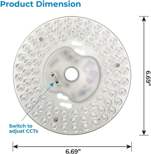 Euri Lighting EMP-2000cec-20 Dimmable LED Light Engine, 6.69" Diameter, 20W (120W Equal), 1800lm, 3000K, 4000K, 5000K