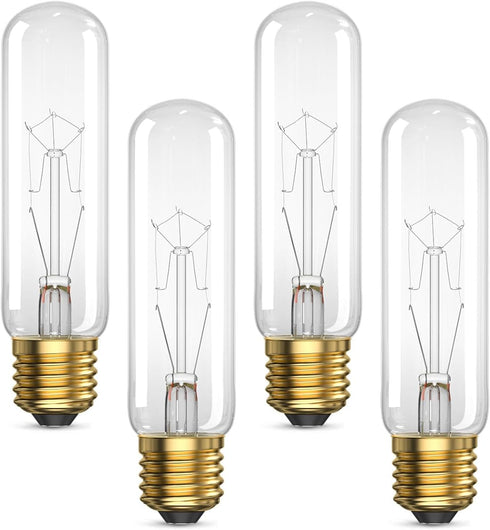 120V 40 Watt Light Bulbs Dimmable,T10 Clear Tubular,Medium (E26) Base,Warm White 2500K,40W