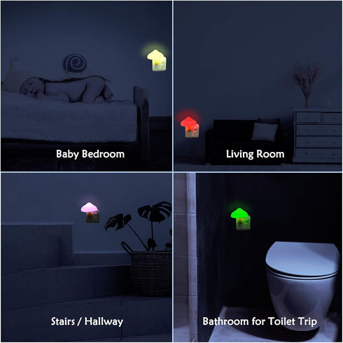 2Pack 7 Sensor LED Mushroom Night Lights - Plug into Wall Color Changing Mushroom Lamp, Mini Dream Bed Cute Colourful