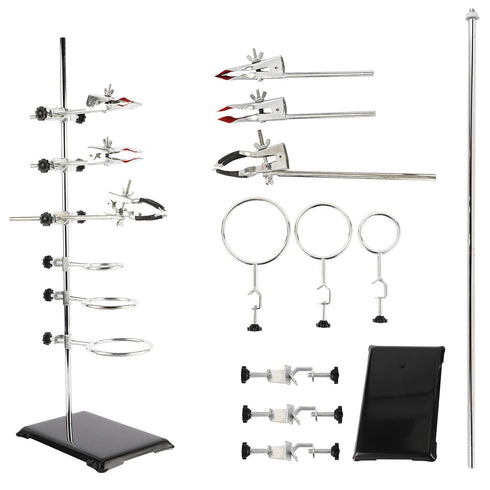 YaeCCC Premium Iron Laboratory Stand Support Metalware Set, 60cm Lab Clamp Flask Clamp Condenser Stand