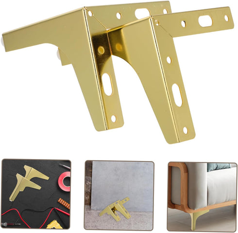2pcs TEHAUX Modern Metal Sofa Legs for Stability Triangle Feet for Easy Installation Tv Stand Bedside Table Shoe