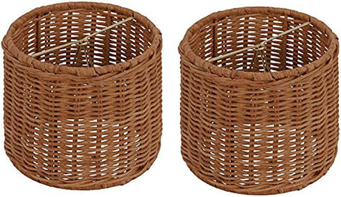Upgradelights Wicker Chandelier Set of 2 Lamp Shade 5 Inch Retro Drum,