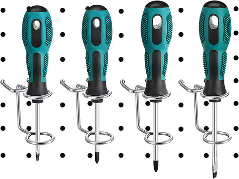 SHINEOFI 5pcs Iron Pegboard Screwdriver Holders Rack Utility Hooks for Garage Workbench Storage Easy Installation Tool