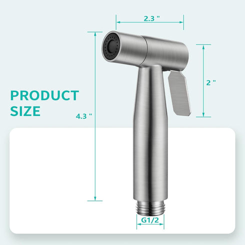 BARROCK Handheld Bidet Sprayer Head Only, Stainless Steel Shattaf Jet Spray for Toilet, Baby Cloth Diaper Sprayer
