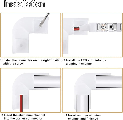 90 Degree Corner Connectors for V Shape LED Aluminum Channel System, 16x16mm with Angle Turning Solution (Pack of 10)