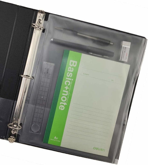 YoeeJob 3 Holes Clear PVC Zipper Binder Pocket Insert Pages, Letter Size, 50 Per Pack for Filing Storage