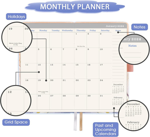 Pocket Planner/Calendar 2026-2028, Monthly Pocket Calendar Jan. 2026 - Dec. 2028, 4" x 6.2" with Pen Loop