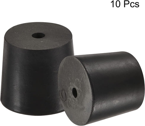 MECCANIXITY Rubber Tapered Plug 26mm to 32mm with Hole for Test Tubes Bungs Stopper Black, 10 Pieces