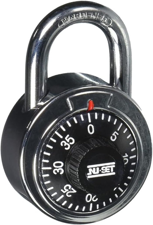 NU-SET 2-Inch Laminated Steel Combination Padlock with Single Spin Dial for Door Security, Black