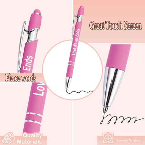PASISIBICK 14 Pieces Motivational Inspirational Quotes Snarky Screen Touch Stylus Ballpoint Pens for Office Encouraging Scriptures with Black Ink(7 Colors,Boss Lady)