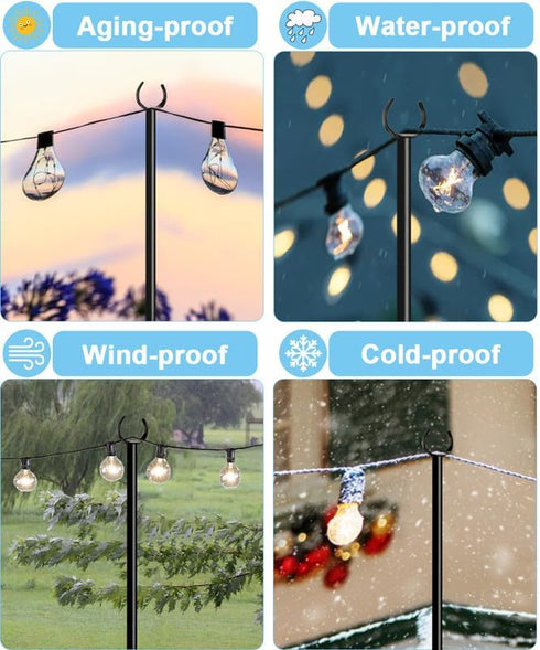 10FT 2 String Light Pole Stand, Outdoor String Lights Hanging, Use for Backyard, Garden, Patio, Party, Festival