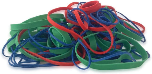 Upgrade Office Supply UPG22754A Rubber Bands, Size #54 Assorted Sizes in Red, Blue, and Green, 12 Ounce Bag