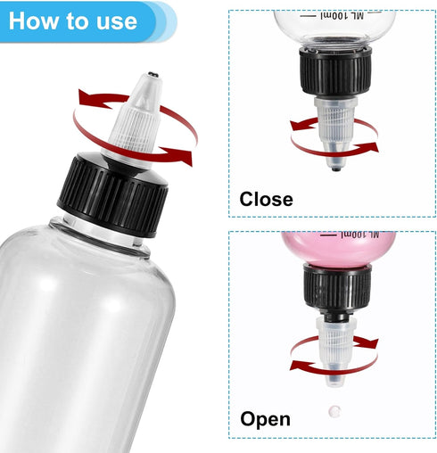 PATIKIL 8oz Plastic Dispensing Bottle, 6Pcs Squeeze Empty Bottles with Black Twist Cap for Liquids, Inks, Oils, Sauces