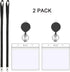 YOUOWO Black Lanyard with Horizontal ID Badge Holder 4x3 and Retractable Badge Reel, 2 Pack