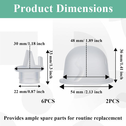 6 Pack 2 Pack Z1/Z2/Twist Duckbill Valves & Silicone Diaphragms Compatible with Breast Pump - BPA-Free Breast Pump