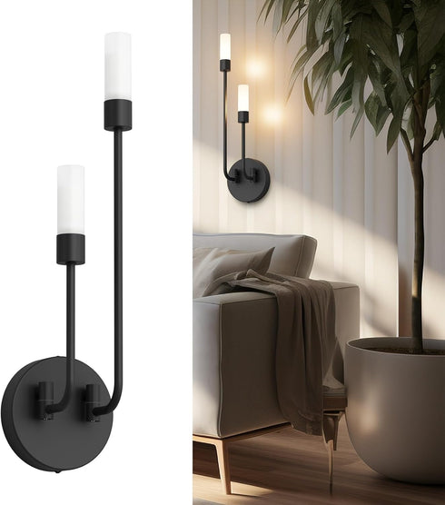 Tipace Modern Wall Sconce,LED Black Wall Light Fixture Bathroom Vanity Light Fixture