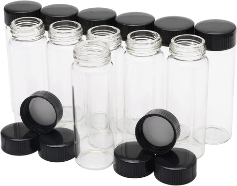 12 Pack Glass Vials 30ml with Screw Caps, Borosilicate Glass Bottle Lab Vial
