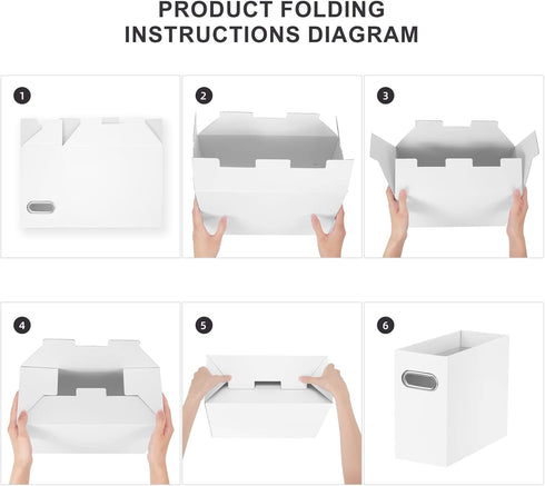 Oterri File Organizer, Small Collapsible File Box with Handle for Letter Size, Portable Hanging File Organizer, White