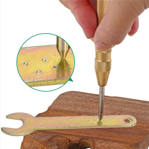 2 Pack Automatic Center Punch, Pamiso 5.1 Inch Spring Loaded Drill Punch Tool, Brass Window Spring Punch Tool
