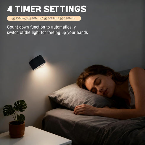 Generic 3 Dimmable 360 Sweden Wall Lamps with Remote, Color Temperatures, & Rotatable Magnetic Sconces for Bedroom