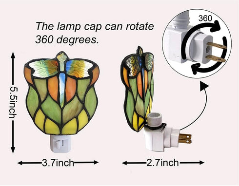 Anniversary.DYM9013 Stained Glass Dragonfly Night Light, Suitable for Bedroom, Corridor, Bathroom, Children's Room,This
