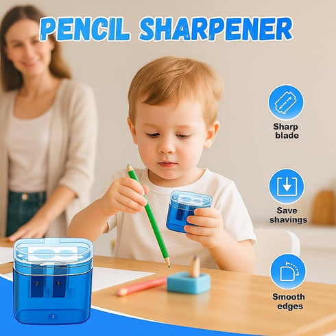 Generic 2PCS) Dual Hole Pencil Sharpener, Handheld Pencil Pharpener for Kids with Lid,Mini Compact Colored Pencil