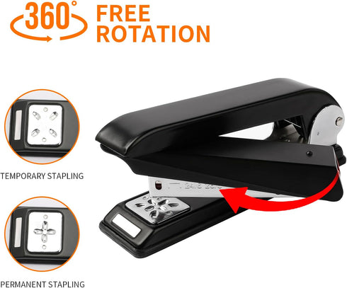 Eagle Swing-Arm Swivel Stapler, 12 Sheet Capacity, Specialized for Booklet Stapling, Black