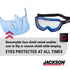Jackson Safety GPL500 Safety Goggles with Flip Up/Detachable Blue Face Shield, Anti-Fog, Clear Lens