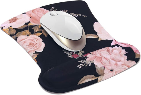 MOSISO Wrist Rest Support for Mouse Pad & Keyboard Set, Ergonomic Black Mousepad with Memory Foam