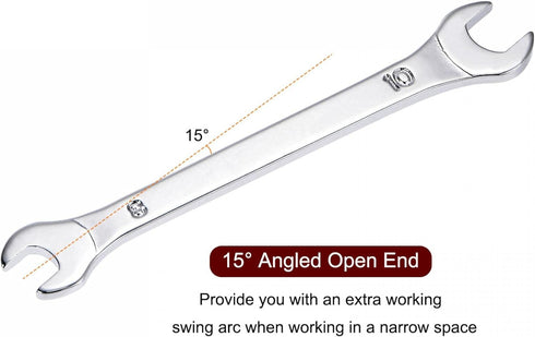 uxcell Thin Open End Wrench, 8mm x 10mm Metric, Mirror-Chrome Plated High Carbon Steel, 2 Pcs for Repairs