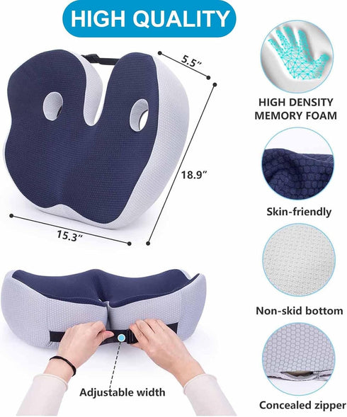 Sciatica/Hip/Tailbone Memory Foam Chair Cushion, Memory Foam Ergonomic Seat Cushion for Pain Relief, Seat Cushion