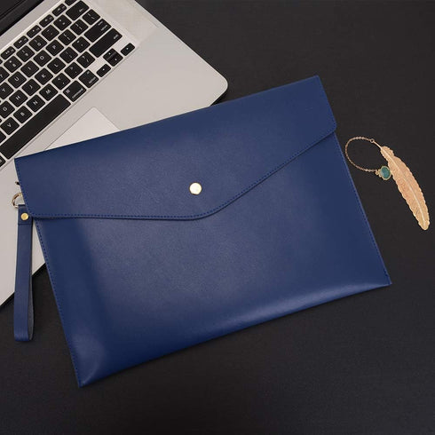 Wonderpool A4 Real Leather Multifunction Portfolio Envelope File Holder for Document Organizer and Tablet Case